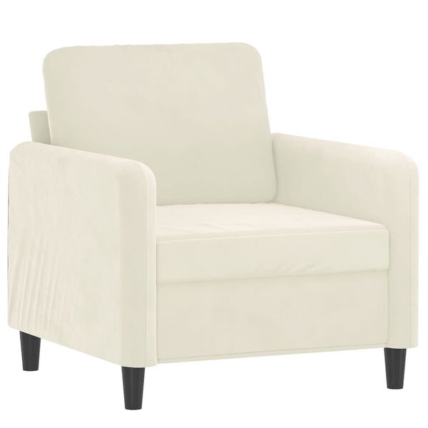 vidaXL Sill&oacute;n con taburete terciopelo crema 60 cm