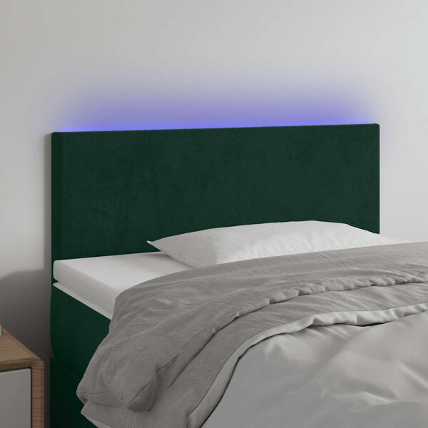 vidaXL Cabecero con LED de terciopelo verde oscuro 100x5x78/88 cm