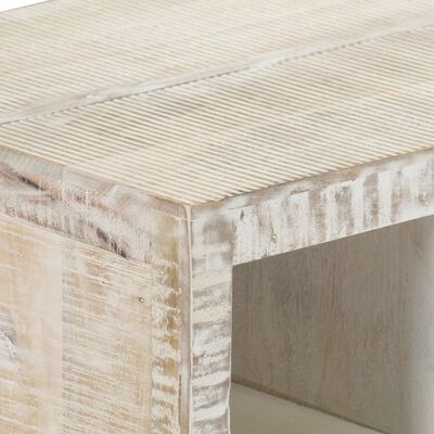 vidaXL Mesa de centro madera maciza de mango blanca 110x50x40 cm