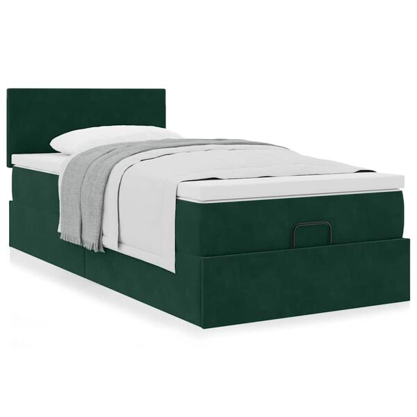vidaXL Estructura de cama otomana colch&oacute;n terciopelo verde oscuro