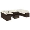 vidaXL Set de sof&aacute;s de jard&iacute;n 11 pzas cojines rat&aacute;n sint&eacute;tico marr&oacute;n