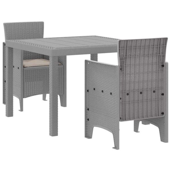 vidaXL Conjunto de Comedor de Jardín 3 pcs Gris Claro Ratan Polt