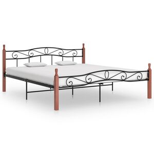 vidaXL Estructura cama sin colch&oacute;n metal madera roble negro 200x200 cm