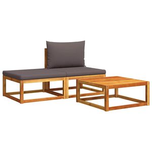 vidaXL Conjunto de sof&aacute; de jard&iacute;n de 3 piezas con cojines de madera de acacia y cuerda