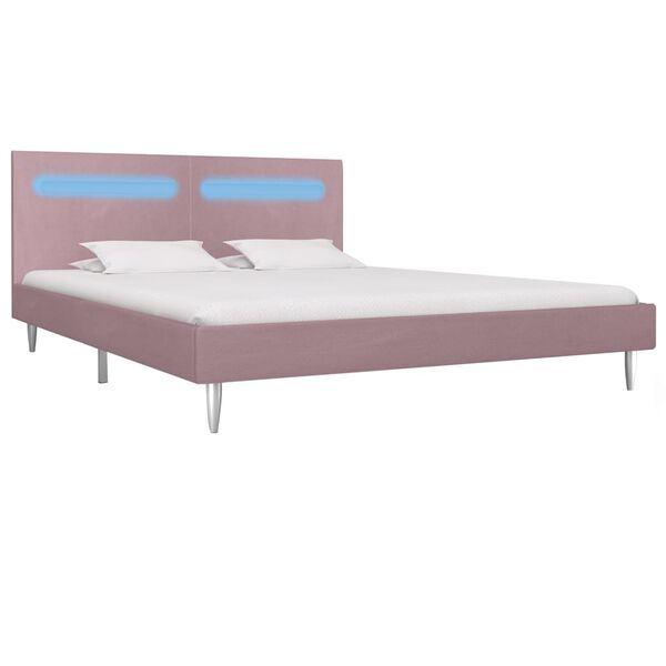 vidaXL Estructura de cama con LED sin colchón tela rosa 180x200 cm