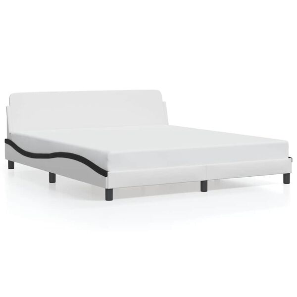 vidaXL Estructura de cama Dover cuero sint&eacute;tico blanco negro 180x200 cm