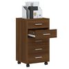 vidaXL Cajonera con ruedas madera contrachapada marr&oacute;n roble