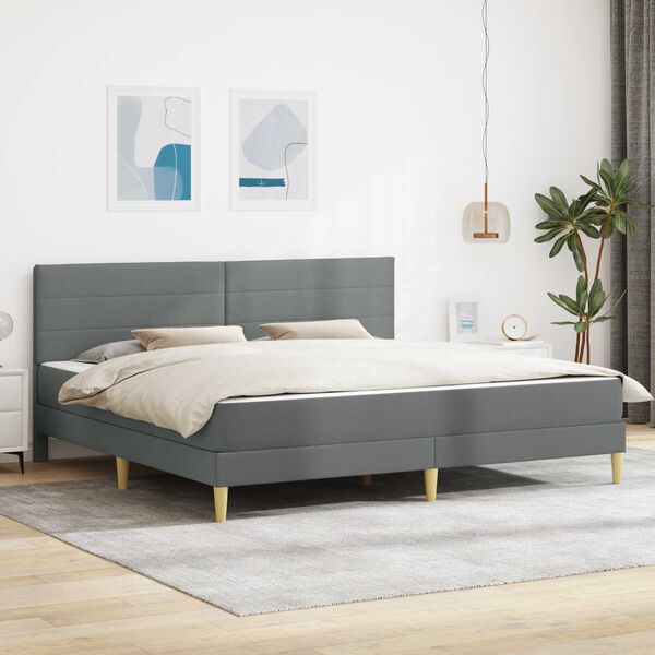 vidaXL Estructura de cama con colch&oacute;n Gris oscuro 180 x 200 cm tela