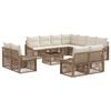 vidaXL Conjunto de sof&aacute;s de jard&iacute;n 12 pcs Beige rat&aacute;n sint&eacute;tico