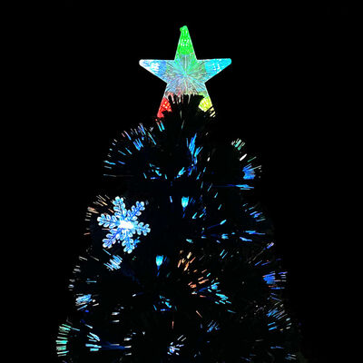 vidaXL Árbol de Navidad copos de nieve LED fibra óptica negro 150 cm