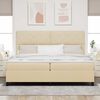 vidaXL Cama tipo Box Spring con colch&oacute;n Crema 200 x 200 cm tela