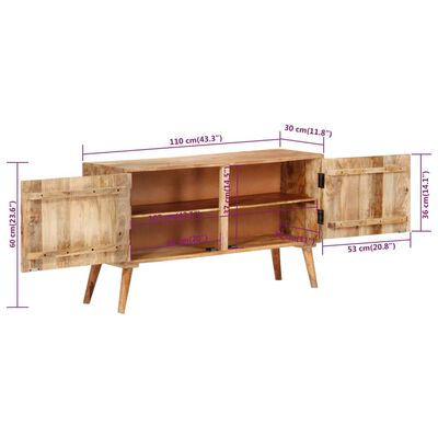 vidaXL Aparador de madera maciza de mango 110x30x60 cm