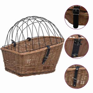 vidaXL Cesta trasera de bicicleta con tapa sauce natural 55x31x36 cm