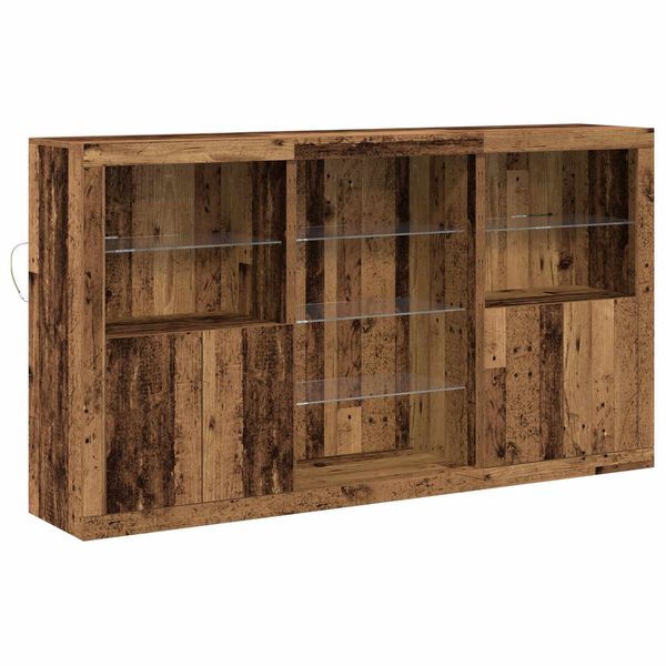 vidaXL Aparador LED Madera vieja 181,5 x 37 x 100 cm