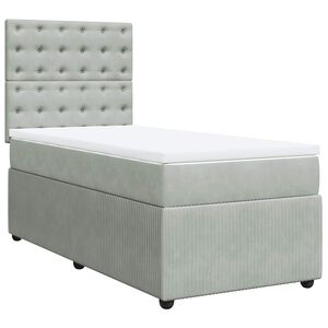 vidaXL Cama box spring con colch&oacute;n terciopelo gris claro 80x200 cm