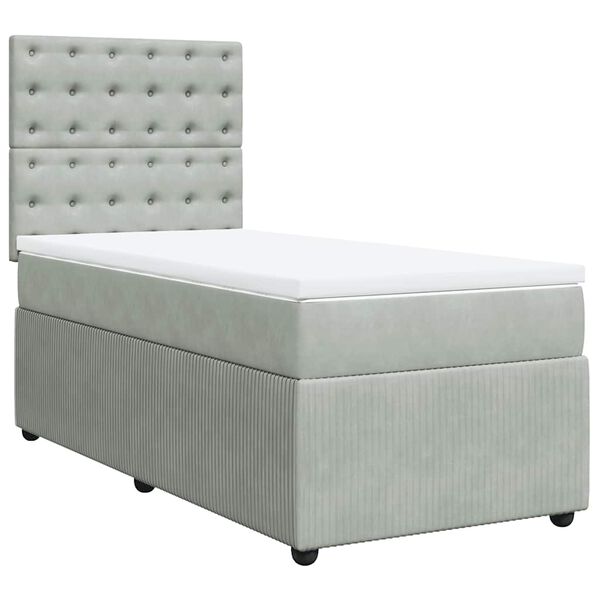 vidaXL Cama box spring con colch&oacute;n terciopelo gris claro 80x200 cm