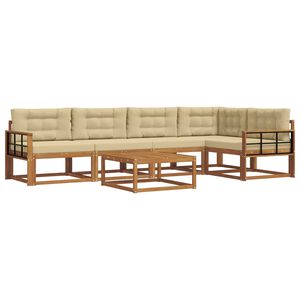 vidaXL Conjunto de sof&aacute;s de exterior con coj&iacute;n 6 pcs Natural y Beige