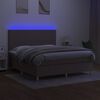 vidaXL Cama box spring colch&oacute;n y luces LED tela gris taupe 180x200 cm