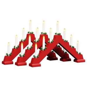 vidaXL Puente de velas navide&ntilde;as con 7 LED 3 pcs Rojo 39.5 x 5 x 29 cm