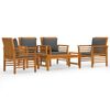 vidaXL Juego de muebles jard&iacute;n 5 pzas con cojines madera maciza acacia