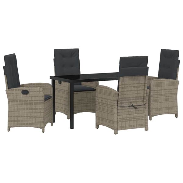 vidaXL Conjunto de Comedor de Jard&iacute;n 5 pcs Gris rat&aacute;n sint&eacute;tico