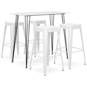 vidaXL Mesa alta y taburetes de bar 5 piezas blanco