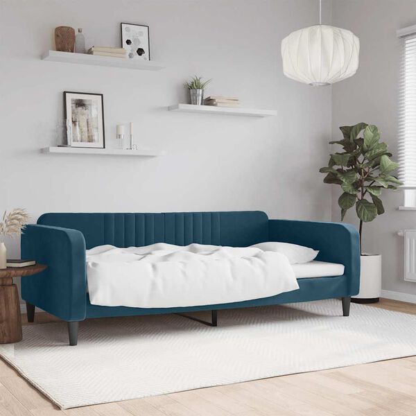 vidaXL Sof&aacute; cama sin colch&oacute;n terciopelo azul 100x200 cm