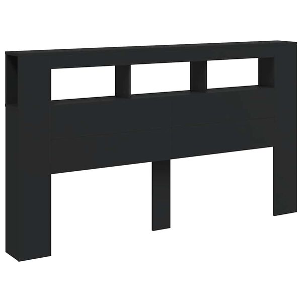vidaXL Cabecero con LED madera de ingenier&iacute;a negro 180x18,5x103,5 cm