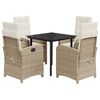 vidaXL Set comedor de jard&iacute;n 5 pzas con cojines rat&aacute;n sint&eacute;tico beige