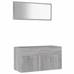 vidaXL Set de muebles de ba&ntilde;o 2 pzas madera contrachapada gris sonoma