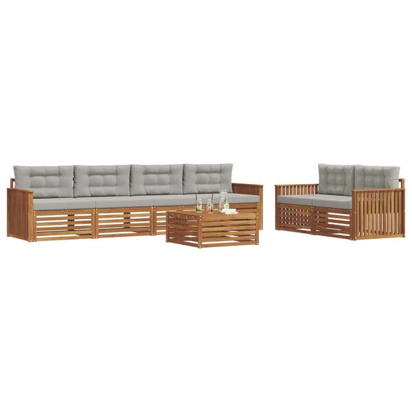 vidaXL Conjunto de sof&aacute;s de exterior 7 pcs Gris Natural y Claro