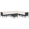 vidaXL Set de muebles de jard&iacute;n 9 pzas y cojines rat&aacute;n sint&eacute;tico negro
