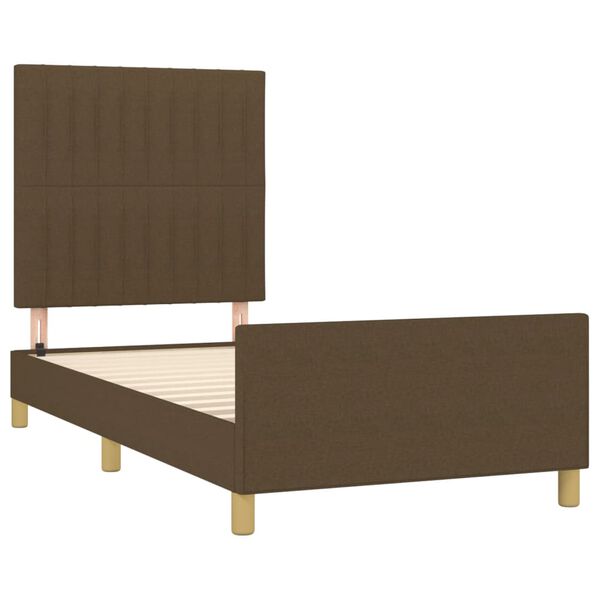 vidaXL Estructura de cama sin colch&oacute;n tela marr&oacute;n oscuro 90x200 cm