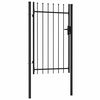 vidaXL Cancela de valla con una puerta y puntas acero negro 1x1,5 m