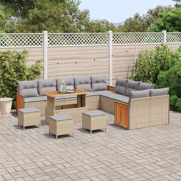 vidaXL Conjunto de sof&aacute;s de jard&iacute;n con coj&iacute;n 18 pcs Beige y Gris Claro