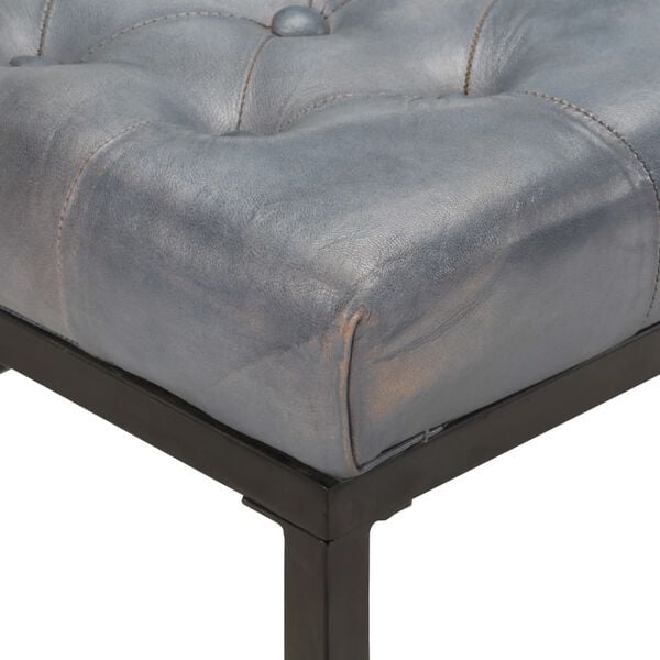 vidaXL Puf de cuero aut&eacute;ntico gris 62x62x47 cm