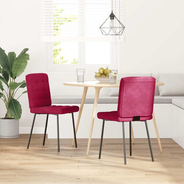 vidaXL Sillas de comedor 2 unidades terciopelo rojo tinto