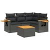 vidaXL Set de muebles de jard&iacute;n 5 pzas y cojines rat&aacute;n sint&eacute;tico negro
