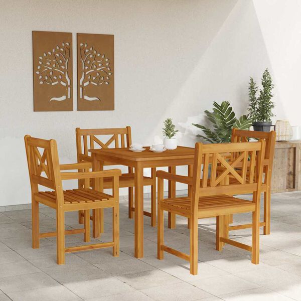 vidaXL Conjunto de Comedor de Jard&iacute;n 5 pcs Marr&oacute;n