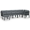 vidaXL Juego de muebles de jard&iacute;n 7 pzas rat&aacute;n sint&eacute;tico negro y gris