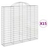 vidaXL Cestas de gaviones 15 uds forma de arco hierro 200x30x180/200cm