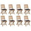 vidaXL Sillas plegables con cojines, 8 unidades, madera maciza de acacia.