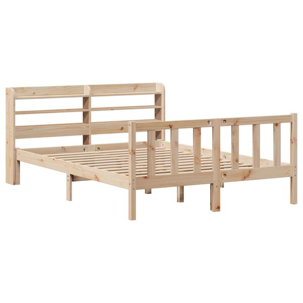 vidaXL Estructura de cama sin colch&oacute;n madera maciza de pino 135x190 cm