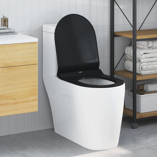 vidaXL Asiento de WC Ajustable Negro 48,5 x 36 x 5 cm Polipropileno