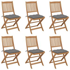 vidaXL Sillas plegables (6 unidades) con cojines, de madera maciza de acacia.