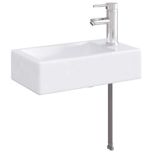 vidaXL Lavabo de ba&ntilde;o con grifo y desag&uuml;e Cromado 45,5 x 25,5 x 13 cm