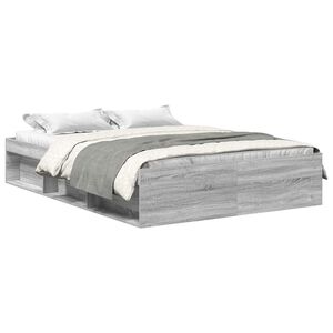 vidaXL Estructura de cama de matrimonio Sonoma gris 135x190 cm