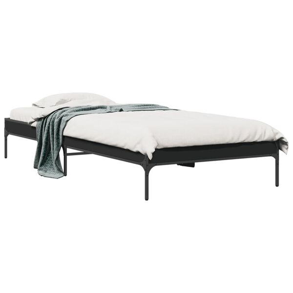 vidaXL Estructura de cama madera de ingeniería y metal negro 90x200 cm