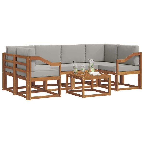 vidaXL Conjunto de sof&aacute;s de exterior 7 pcs Gris Natural y Claro