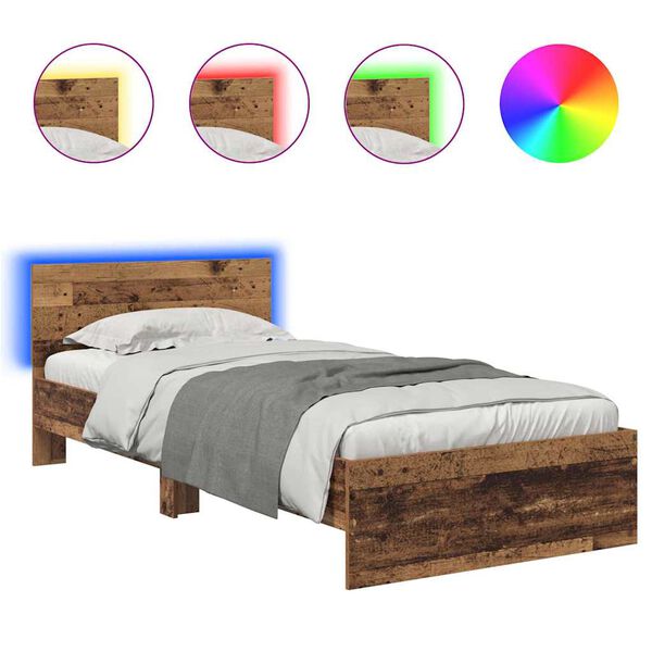 vidaXL Estructura de cama con cabecera Madera Vieja 100 x 200 cm